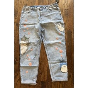 NWT My Neighbor Totoro Size 17 Stretch Light Blue Jeans Hot Topic Rolled Cuff